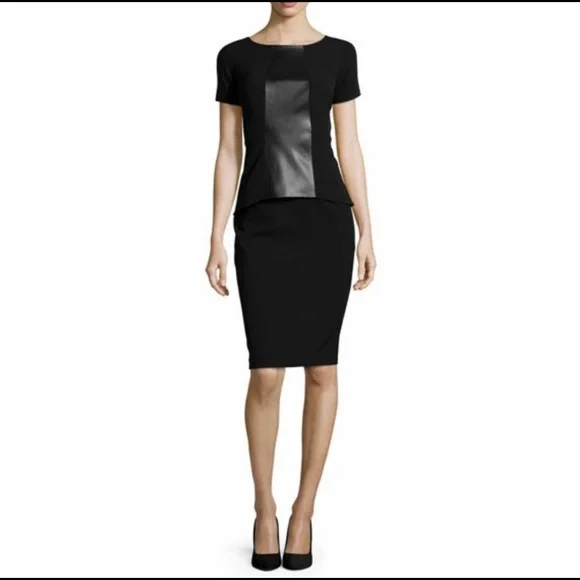 Lafayette 148 New York Dresses | Lafayette 148 New York Alesandra Faux Leather Peplum Dress Black Sz 10 | Color: Black | Size: 10 | Mreitzel883's